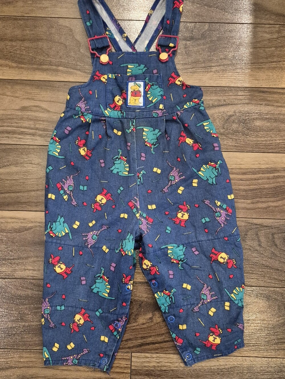 Vintage PLEASE MUM Dinosaur Overalls